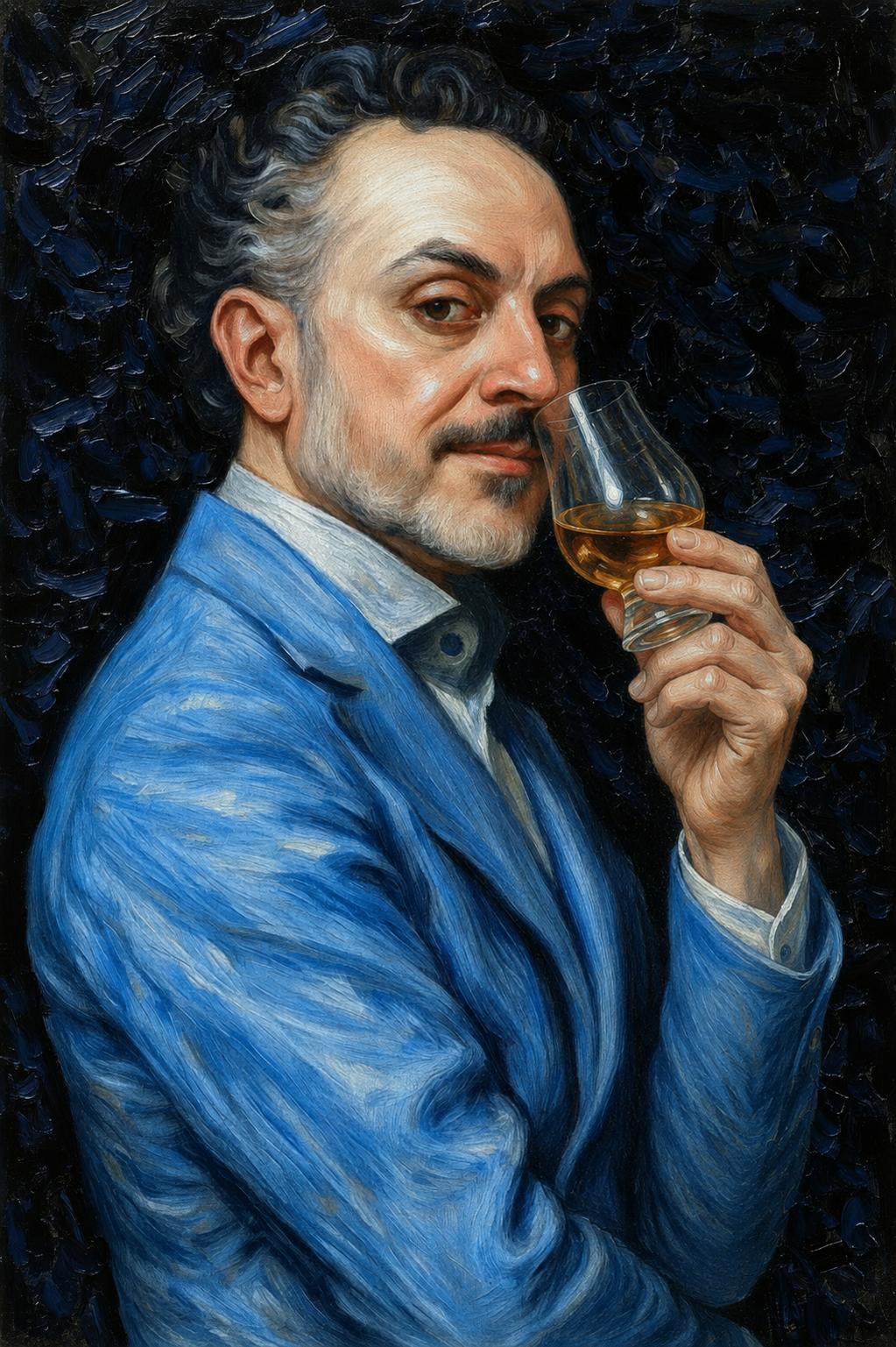 Portrait of Daniele Fiore with a Glencairn glass